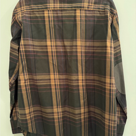 Vintage Ralph Lauren Brown tan plaid button-up shirt elbow patches. Size large. - Picture 2 of 5